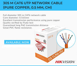 Hikvision DS-1LN6-UU 305 Meter UTP CAT6 Cable 23 AWG