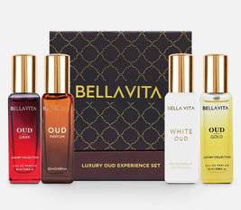 Bella Vita Luxury OUD Experience Eau De Parfum Gift Set 4 x 20ml for Men & Women, Premium Long Lasting EDP Perfume, Oudh Fragrance Scent