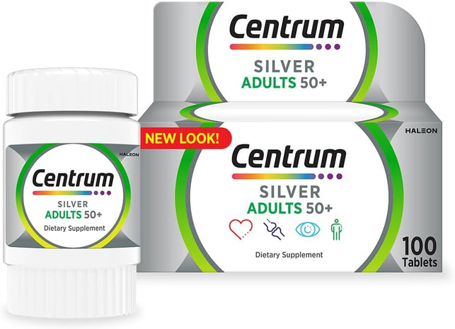 Centrum Silver with Lutein Multivitamin Tablets, Multimineral Supplements, for Adults 50 + with Zinc, Vitamin B, D & Magnesium,100 ct