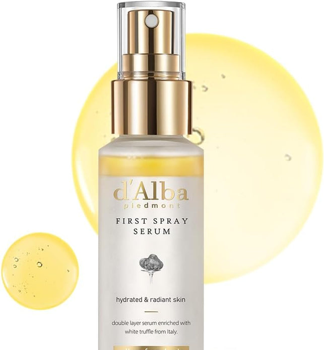 d'Alba Piedmont Italian White Truffle First Spray Serum, Vegan Skin Care, Hydrating Face Moisturizer, Glow Serum for Radiant Skin, Non Comedogenic, All In One Mist 50ML