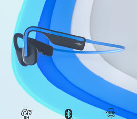 SHOKZ OpenMove Bone Conduction Headphones, Open-Ear Wireless Bluetooth 5.1 Headphones with Clear Sound, 6H Battery, Lightweight 29g, Sweatproof IP55, Hear Traffic & Surroundings, for Running, Blue