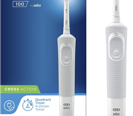 Oral-B Vitality 100 Electric Rechargeable Toothbrush, White (With Uae 3 Pin Plug)