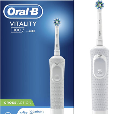 Oral-B Vitality 100 Electric Rechargeable Toothbrush, White (With Uae 3 Pin Plug)