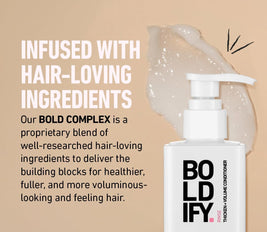 BOLDIFY Hair Thickening Conditioner - Natural Anti Hair Loss Complex Instantly Stimulates Thicker, Fuller Hair - Cruelty & Sulfate Free Biotin Conditioner for Hair Growth - 8oz