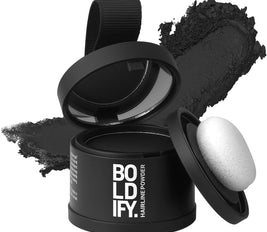 BOLDIFY Hairline Powder, Instantly Conceals Hair Loss and Fills In Receding Hairlines, and Wide Parts, Stain-Proof 48 Hour Formula for Hair & Beard, Root Concealer & Gray Hair Coverage (Black)