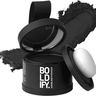 BOLDIFY Hairline Powder, Instantly Conceals Hair Loss and Fills In Receding Hairlines, and Wide Parts, Stain-Proof 48 Hour Formula for Hair & Beard, Root Concealer & Gray Hair Coverage (Black)