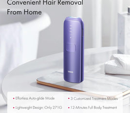 Ulike Laser Hair Removal for Women and Men, Air 3 Ice-Cooling IPL Device Hair Removal for Nearly Painless & Long-Lasting Results, 3 Modes & Auto Flashing for Fast Full Body Hair Removal, Purple