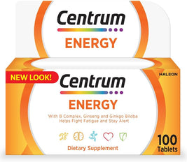 Centrum Energy Multivitamin with Ginseng and Gingko Biloba 100 Tablets