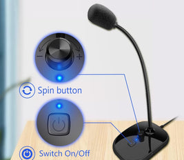 USB Microphone for Computer, PC Microphone with Rotary Knob Volume Control and Mute Button, Plug and Play Mic, Professional Microphone for Youtube, PS4, Dictation, Recording, Conference Call, Skype