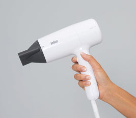 Braun Hair Dryer HD2.1, 2100 Watts, Fast Performance, 2100 Watts, Nozzle Attachement, Filter Clean Indicator, 195cm Cord, BRHD210SDE -Conc White