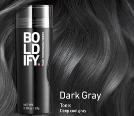 BOLDIFY Hair Fibers (28g) - Fill In Thinning and Fine Hair for an Instantly Fuller, Thicker Look - 14 Shades for Women & Men - Dark Gray