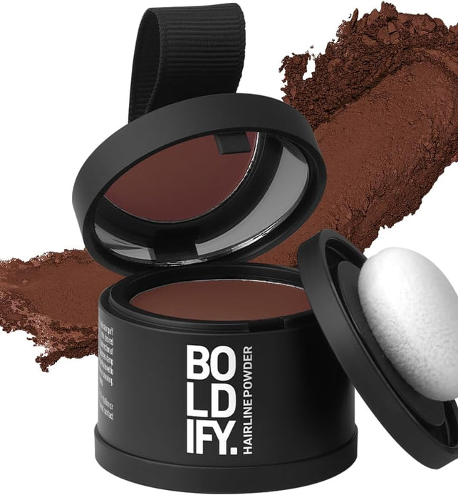 BOLDIFY Hairline Powder, Instantly Conceals Hair Loss and Fills In Receding Hairlines, and Wide Parts, Stain-Proof 48 Hour Formula for Hair & Beard, Root Concealer & Gray Hair Coverage (Auburn)
