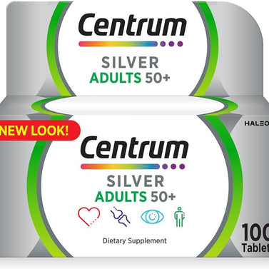 Centrum Silver with Lutein Multivitamin Tablets, Multimineral Supplements, for Adults 50 + with Zinc, Vitamin B, D & Magnesium,100 ct