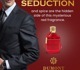 Dumont Men's Fragrance with Long Lasting Perfume Fruit, Woody, Floral Body Spray for Men, Cologne with Masculine Scent Body Spray, NITRO RED Eau De Perfum 3.4 oz