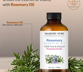 Majestic Pure Rosemary Essential Oil - Pure and Natural Aromatherapy Oil - Therapeutic Grade, 4 fl. oz.