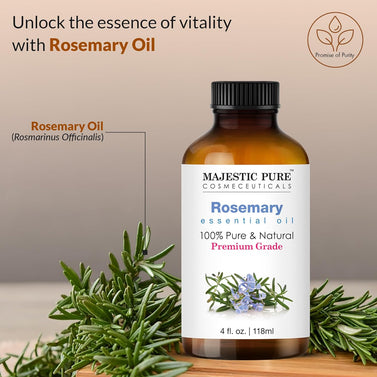 Majestic Pure Rosemary Essential Oil - Pure and Natural Aromatherapy Oil - Therapeutic Grade, 4 fl. oz.