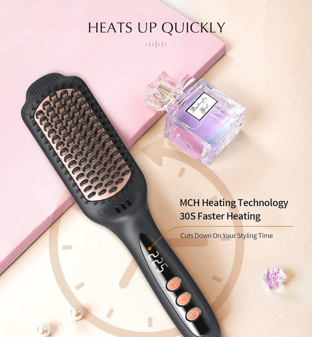 Hair Straightener Brush Negative Ion Heated store Straightening Brush for Smoot