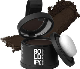 BOLDIFY Hairline Powder, Instantly Conceals Hair Loss and Fills In Receding Hairlines, and Wide Parts, Stain-Proof 48 Hour Formula for Hair & Beard, Root Concealer & Gray Hair Coverage (Dark Brown)