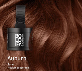 BOLDIFY Hairline Powder, Instantly Conceals Hair Loss and Fills In Receding Hairlines, and Wide Parts, Stain-Proof 48 Hour Formula for Hair & Beard, Root Concealer & Gray Hair Coverage (Auburn)