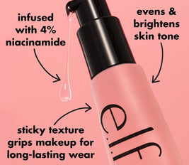 e.l.f. Power Grip Primer + 4% Niacinamide, Gel-Based & Hydrating Face Primer, Evens Skin & Brightens, Grips Makeup, Vegan & Cruelty-Free, 0.811 Fl Oz, Pink, Pack Of 1, 24 ML