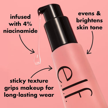 e.l.f. Power Grip Primer + 4% Niacinamide, Gel-Based & Hydrating Face Primer, Evens Skin & Brightens, Grips Makeup, Vegan & Cruelty-Free, 0.811 Fl Oz, Pink, Pack Of 1, 24 ML