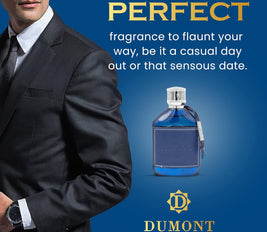 Dumont NITRO BLUE  3.4oz  Eau De Parfum  Men’s Perfume with Fruity, Floral, Woody & Masculine Fragrance  Long Lasting Cologne Mist & Body Spray  for Him