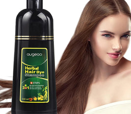 Augeas Hair Dye Shampoo for Gray Hair Augeo Instant Hair Color Shampoo 3 in 1 for Women and Men, Herbal Ingredients 100% Grey Hair Coverage 500ml (Dark Brown, 500)