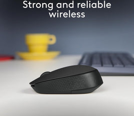 Logitech M171 Wireless Mouse for PC, Mac, Laptop, 2.4 GHz with USB Mini Receiver, Optical Tracking, 12-Months Battery Life, Ambidextrous - Black