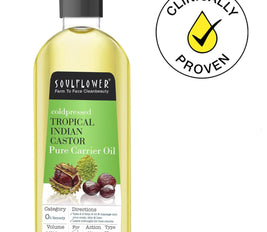 Soulflower Organic Castor Oil, Organic, Cold Pressed, Hexane Free, Thicker Hair, Eye Brows & Lashes, 100% Pure, Natural, Certified Organic, 6.77 Fl Oz