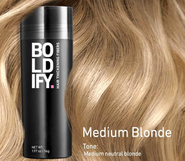 BOLDIFY Hair Fibres (56g) - Fill In Thinning and Fine Hair for an Instantly Fuller, Thicker Look - 14 Shades for Women and Men - Medium Blonde