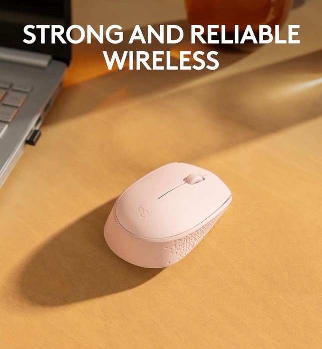 Logitech M171 Wireless Mouse for PC, Mac, Laptop, 2.4 GHz with USB Mini Receiver, Optical Tracking, 12-Months Battery Life, Ambidextrous - Rose