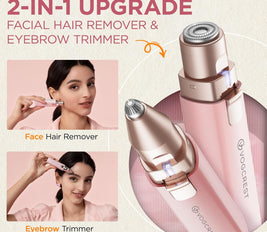 Painless Rechargeable Eyebrow Hair Trimmer: A 2-in-1 Eyebrow Trimmer for women for shaping eyebrows and gently removing unwanted hair from the face chin neck upper lip including peach fuzz