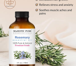 Majestic Pure Rosemary Essential Oil - Pure and Natural Aromatherapy Oil - Therapeutic Grade, 4 fl. oz.