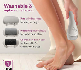 AGARO CR3001 Callus Remover with 3 Interchangeable Head Rollers, Rechargeable for Foot Care, Pedicure Device, Callus & Dead Skin Removal