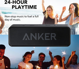 Upgraded, Anker Soundcore Bluetooth Speaker With IPX5 Waterproof, Stereo Sound, 24H Playtime, Portable Wireless Speaker