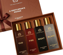 The Man Company Specially Curated Perfume Gift Set for Men 4 * 20ml - A Gentleman’s Moods | Premium Long-Lasting Fragrance | Luxury EAU DE Parfum | Night for Date |Blanc for Office|Fire for Party