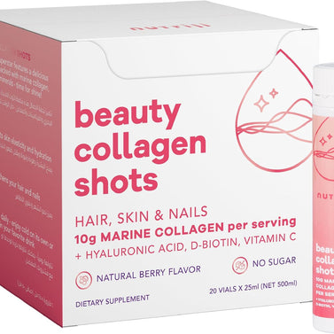 Nutrili Marine Collagen Shots (20) | Hair, Skin & Nails | 10g Marine Collagen, Hyaluronic Acid, Biotin & Vitamin C