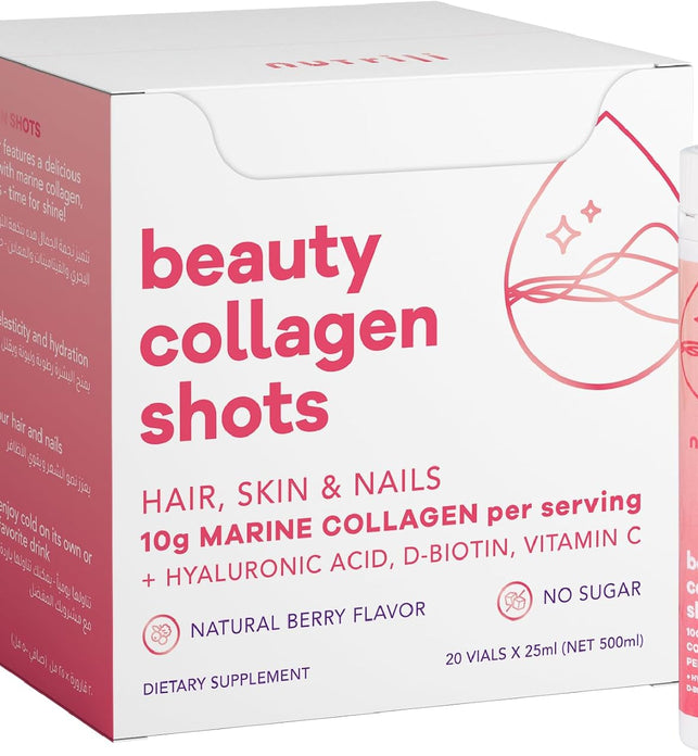 Nutrili Marine Collagen Shots (20) | Hair, Skin & Nails | 10g Marine Collagen, Hyaluronic Acid, Biotin & Vitamin C