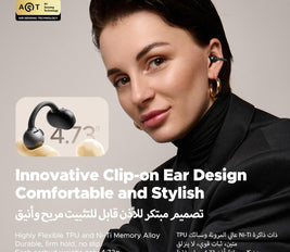 SOUNDPEATS POP Clip Open Ear Earbuds, Bluetooth 5.4 Clip-On Headphones, Lightweight Comfort, AI Call Noise Cancellation with Dual Connection, Immersive Audio Wireless Earbuds, 30H, IPX5, App Control