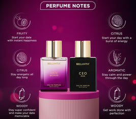 Bella Vita Luxury Ceo Man & Date Woman Liquid Eau De Parfum Perfume Gift Set 2X50Ml For Men And Women With Lemon, Lavender, Pink Pepper|Floral, Fruity, Woody Long Lasting Edp Fragrance Scent