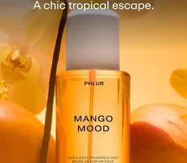 PHLUR Mango Mood Body Mist, Hair and Body Fragrance Spray, Mango, Jasmine, Patchouli and Vanilla Body Spray, 200ML