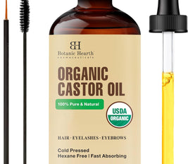 Botanic Hearth Castor Oil | USDA Certified Organic |100% Pure & Hexane Free | Cold Pressed | Growth for Eyelashes, Eyebrows, Hair | With Eyebrow & Eyelash Brush | 60 ML | Visit the Botanic Hearth Store