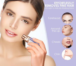 Rechargeable Eyebrow Trimmer & Facial Hair Remover for Women, 2 IN 1 Eyebrow Razor and Flawless Hair Remover, Eyebrow Lips Nose Body Facial Hair Removal for Women with Built-in LED Light (Purple)