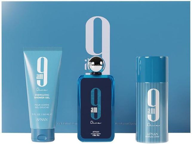 Afnan Gift Set 9 AM Dive Eau De Perfume 100 ML+Deodorant 150 ML+Shower Gel 150 ML|Gift Set For Women