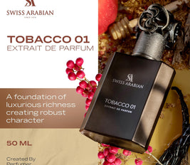Swiss Arabian Tobacco 01 Extrait de Parfum, 50ml, Premium Quality Perfume, Unisex Fragrance, Oriental, Woody, Luxurious Blend Perfume for Women and Men