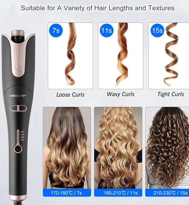 Lescolton Automatic Curling Iron, Curling Iron Large Curls, Innovative Automatic Curling for All Ages