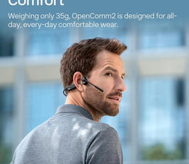 SHOKZ OpenComm2 2025 Upgrade Bone Conduction Headset, Open-Ear Bluetooth Headphones with Noise Cancelling Mic, Wireless Earphones for Work, Call, Meeting, Driving, 16H Talktime