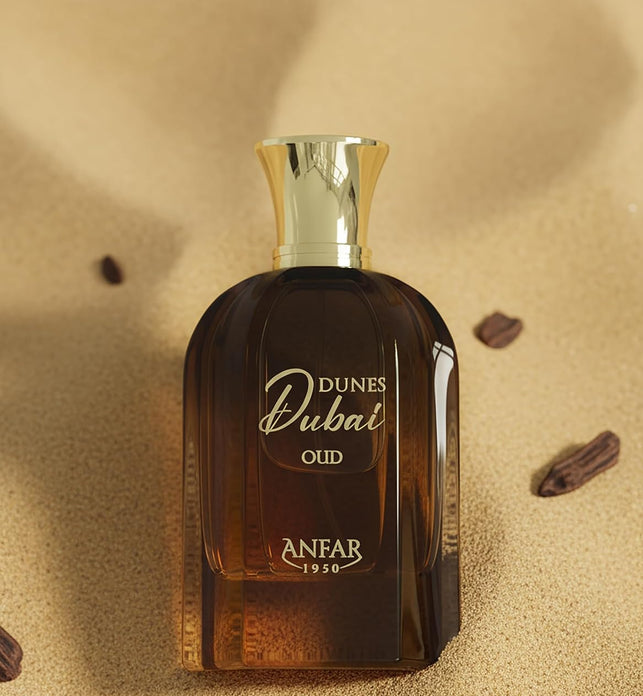 Anfar Dunes Dubai Oud Extrait de Parfum 100ml Unisex Long Lasting Spicy Woody Fragrance with Saffron, Pink Pepper, Jasmine, Bulgarian Rose, Sandalwood & White Musk