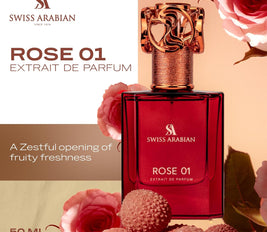 Swiss Arabian Rose 01 Extrait de Parfum, 50ML, Premium Quality Perfume, Unisex Fragrance, Rose, Floral, Fruity, Luxurious Blend Perfume for Women and Men