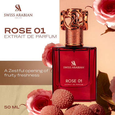 Swiss Arabian Rose 01 Extrait de Parfum, 50ML, Premium Quality Perfume, Unisex Fragrance, Rose, Floral, Fruity, Luxurious Blend Perfume for Women and Men